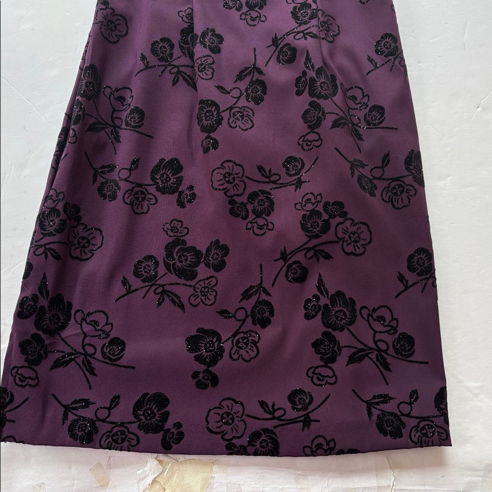 Vintage y2K 90’s Mini Dress Goth Purple Black Grunge Rose Slip NYE Velvet 6 Cute - Picture 8 of 17
